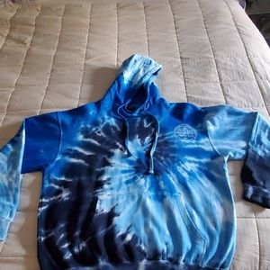 NWOT Womens size XL TIE DYE BLUE HOODIE Ocean City